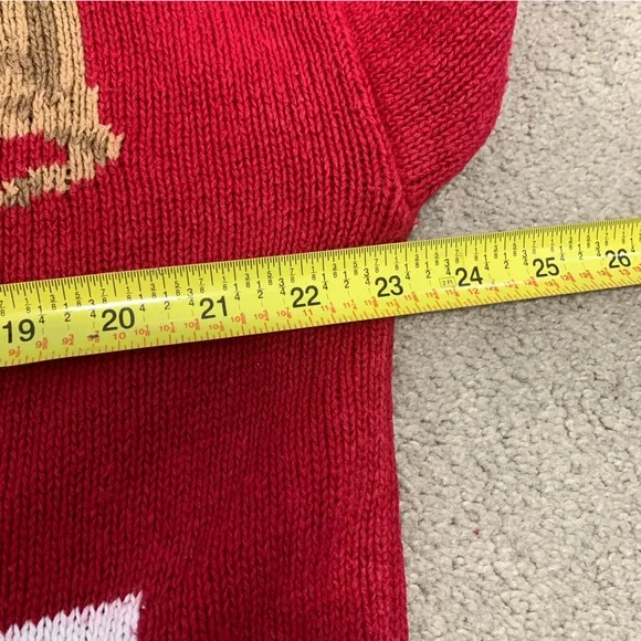 Vintage Knit Red Cat Sweater Size Large Button Front Cardigan - Picture 12 of 16